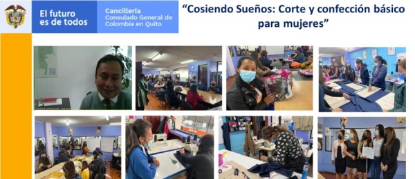 El Consulado General de Colombia en Quito realizó con éxito el “Taller Corte y confección básico para mujeres:  Cosiendo Sueños”
