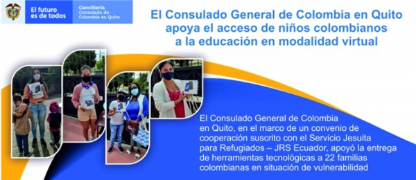 Consulado General de Colombia en Quito apoyó la entrega de herramientas tecnológicas a 22 familias colombianas en situación de vulnerabilidad