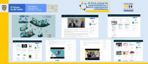 El Consulado General de Colombia en Quito y Colombia Nos Une, realizaron con éxito la Feria virtual de emprendedores y pequeños empresarios