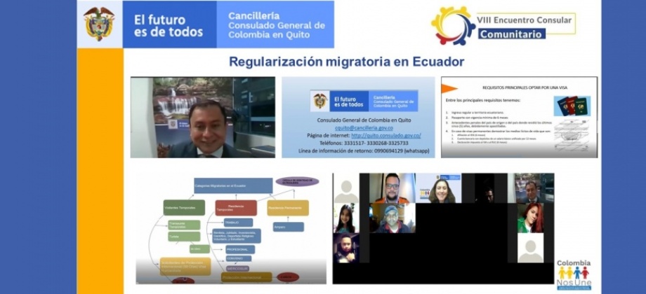 Consulado de Colombia en Quito realizó el VIII Encuentro Consular Comunitario sobre regularización migratoria en Ecuador